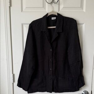 Eileen Fisher Black Button down Jacket.